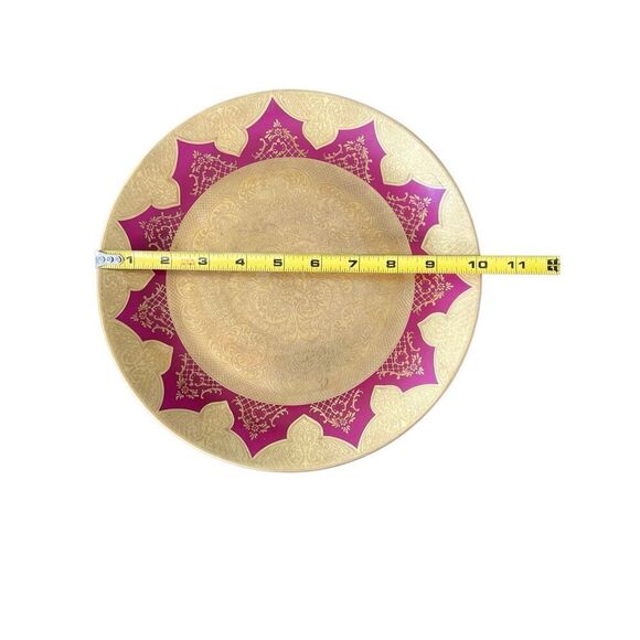 Rare AOFI Porzellan Manufakt Germany Hanging Plate Gold Fuchsia Karlsbader - Picture 9 of 9